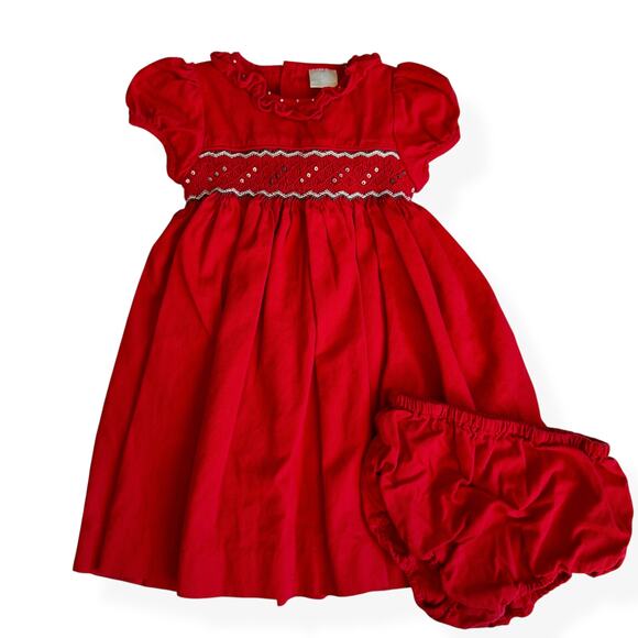 Edgehill Collection Other - Edgehill Collection Smocked Red Dress & Bloomers 18 Months